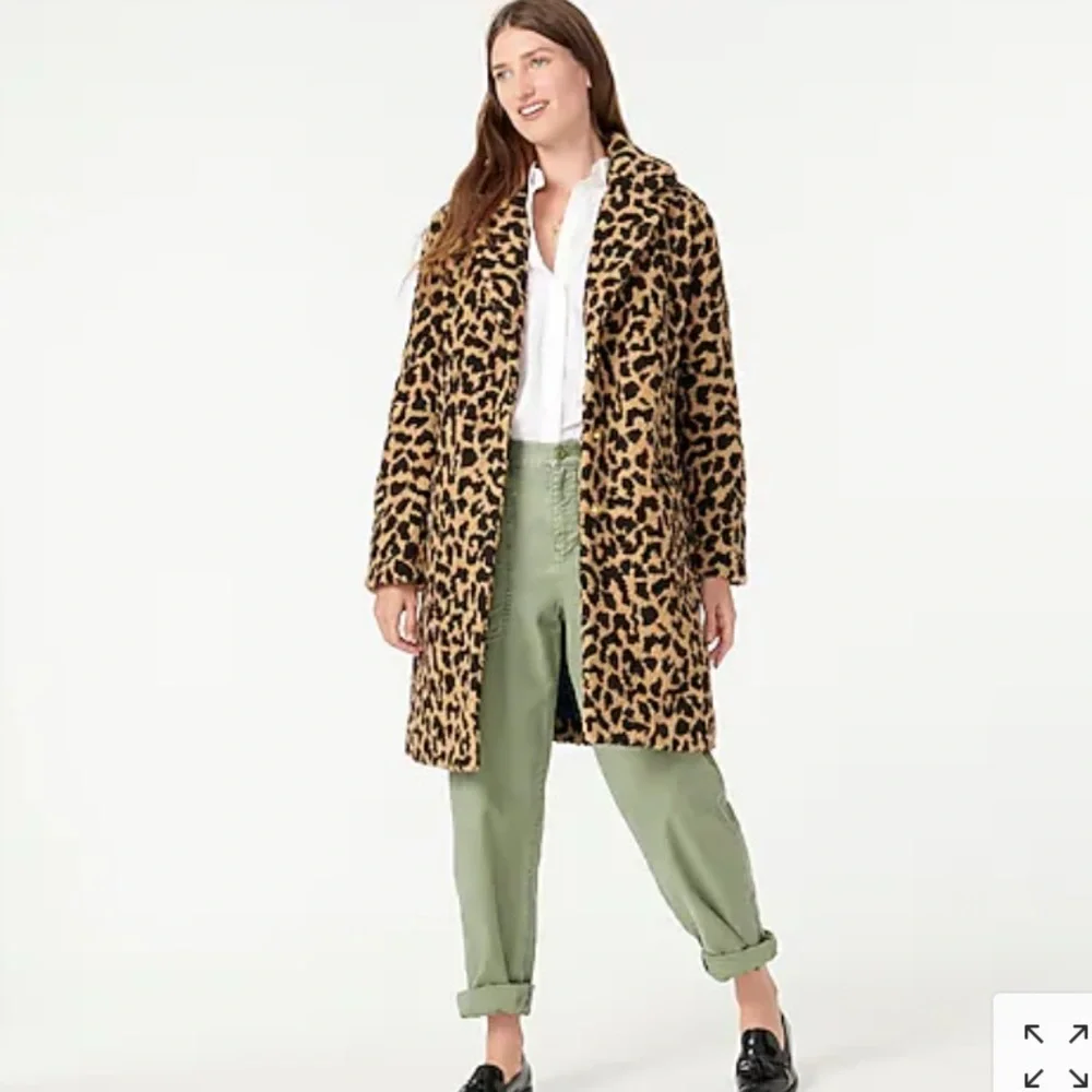 NWT J Crew Teddy sherpa topcoat in leopard XXS